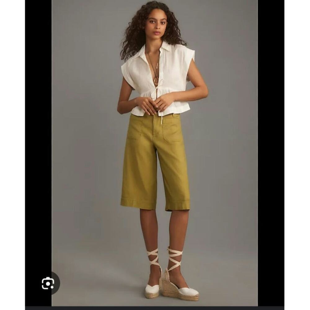 Anthropologie Maeve The‎ Colette Longline Linen Blend Shorts Size: 25
